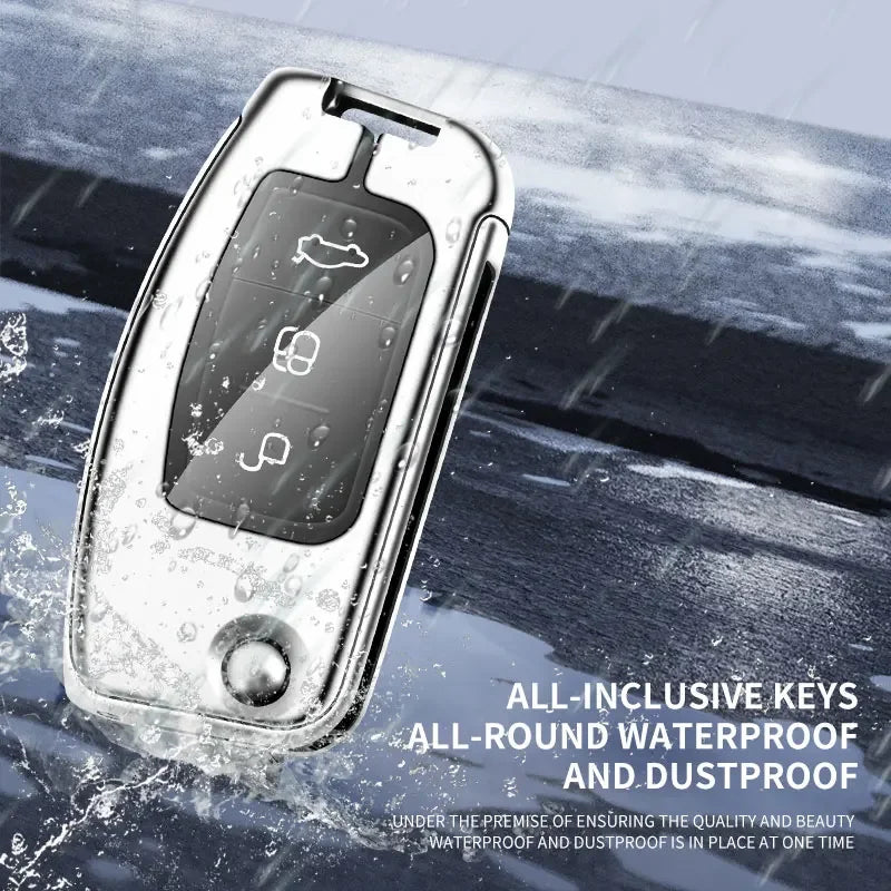 New Auto TPU Zinc Alloy Key Case Bag For Ford Fiesta Logo Car Key Chain Car Metal Key Shell Car Interior Decoration Accessories