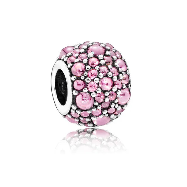 New Fashion 925 Sterling Silver Flower Cherry Round Beads Charms Pendant Fit Original Bracelet DIY Jewelry For Woman Gift