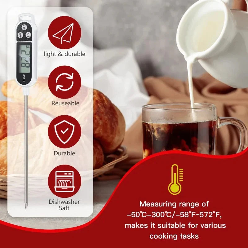 Probe Type Food Thermometer Kitchen Digital Thermometer For Meat Milk Cooking Food BBQ TP300 Electronic Temperature Gauge Tool