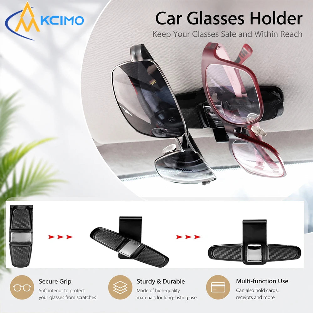 KCIMO 1Pc Car Glasses Case Sun Visor Glasses Holder Sunglasses Clip Eyeglasses Card Holder Auto Interior Accessories
