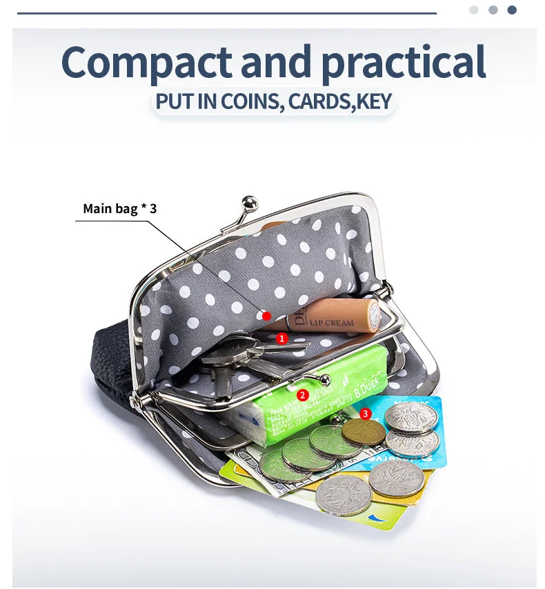 New women's coin purse, multi-layer card holder, girls' simple PU clasp wallet, portable lipstick coin purse, pocket bag