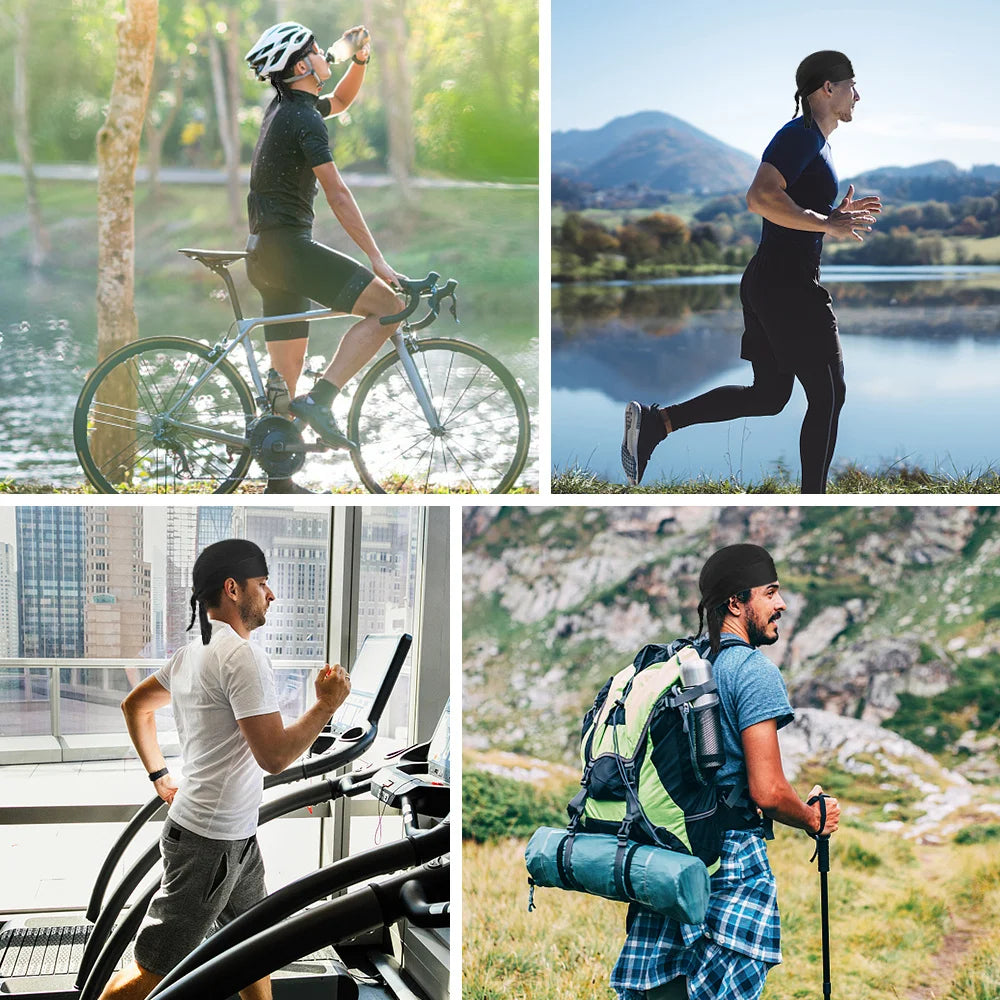 Sweat Wicking Cycling Headscarf Men Breathable Running Hiking Helmet Cover Elastic Bandana Comfortable Climbing Pirate Hat