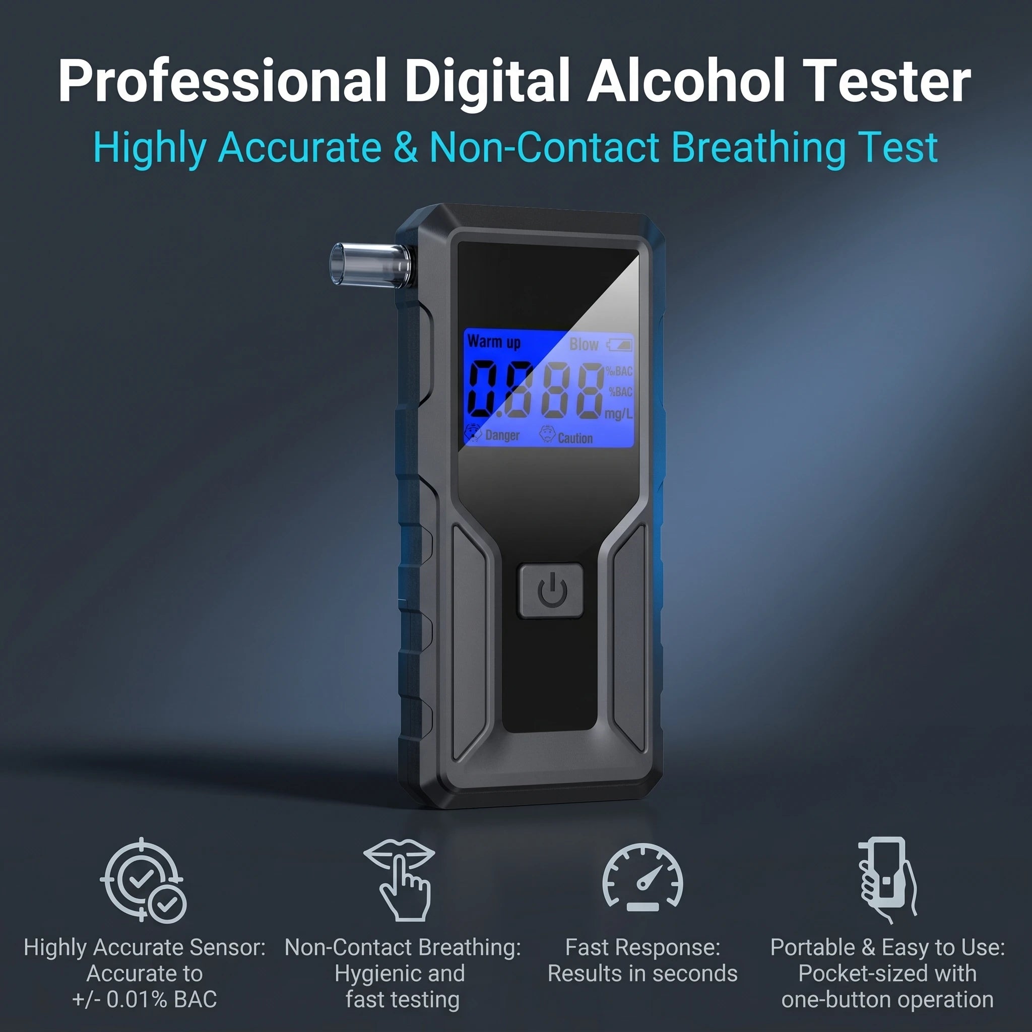 Portable LCD Screen Breathalyzer High Precision Alcohol Tester for Detecting Drunk Driving Post-Drinking Test Device