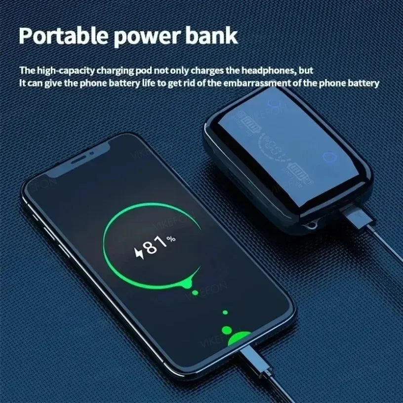 New M19 TWS Bluetooth Headphones 9D High Fidelity Wireless Headphones Touch IPX7 Waterproof Digital Display Headphones