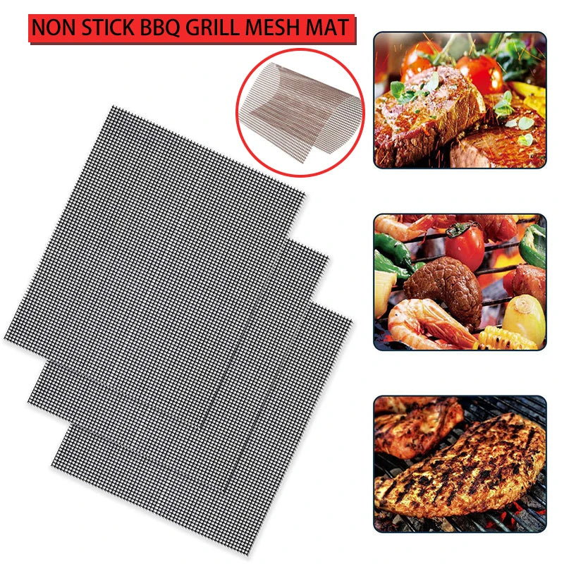 BBQ Grill Mesh Non-Stick Mat Reusable Sheet Heat Resistant Barbecue Net BBQ Grill durable Non-Stick Mesh Heat Resistant