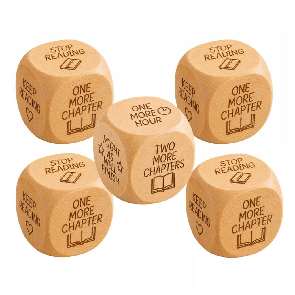 Wooden Reading Decision Dice with Engraved Prompt Book Club Decor 6-Sided Creative What To Read Dice Novelty Gift for Book Worms