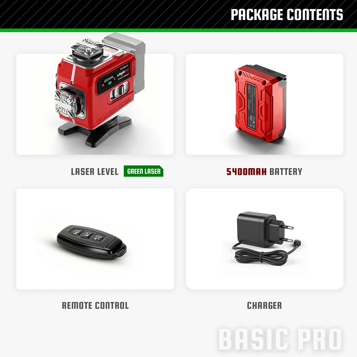 YEVOLT Industrial 16-Line Laser Level Auto-Calibration ±4° Self-Leveling Angle Outdoor Landscaping Anti-Shock Design