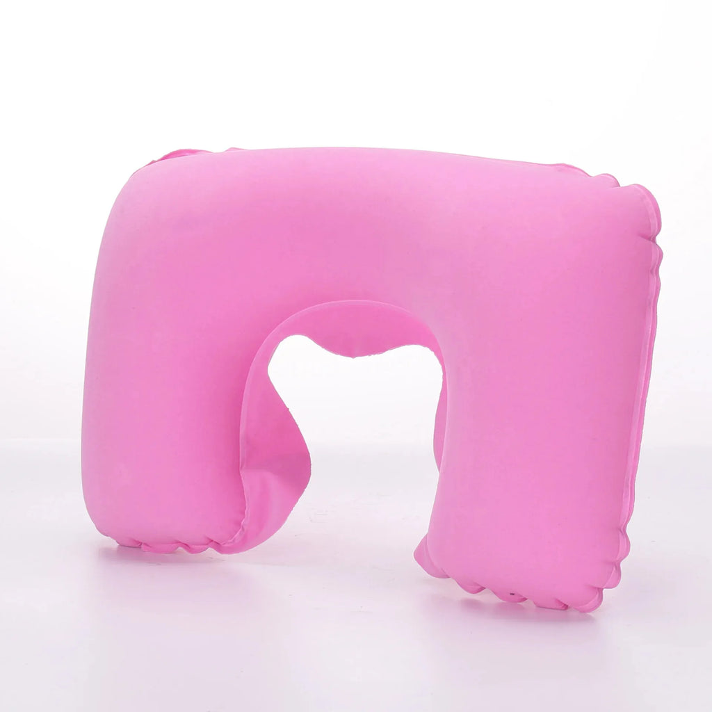 1/3/4Pcs Travel Pillow Car Air Flight Office Inflatable Neck Pillow Short Plush Cover PVC Support Headrest Soft Nursing Cushion