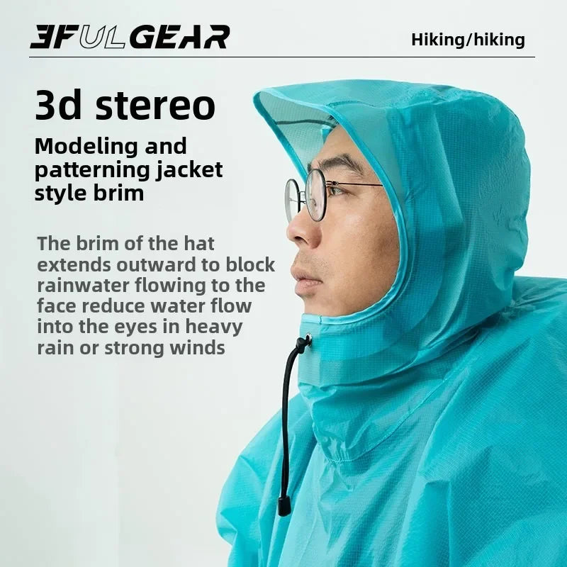 3F UL GEAR Ultralight Women's Men's Rain Coat Jacket Outdoor Camping Hiking Trekking 15D Nylon Waterproof Raincoat Lightweight