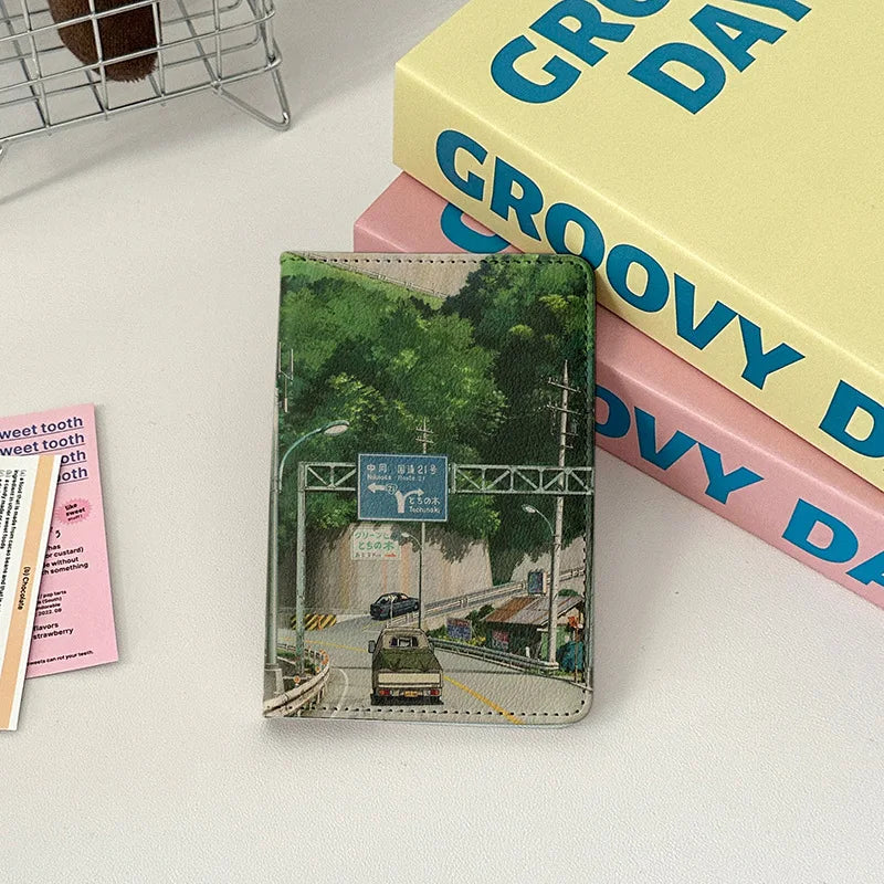 Japanese Animated Passport Cover Passport Wallet Travel Essentials Women Air Ticket Credit Card Holder Passport Protective Case