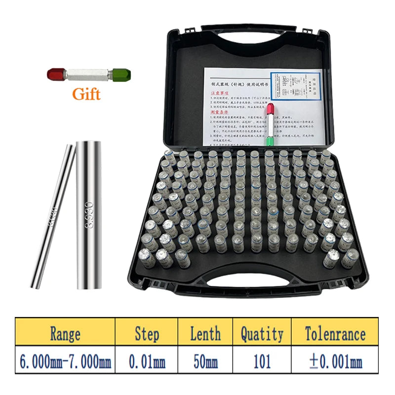 Range 5-6-7-8-9-10mm,101pcs,Step 0.01/0.05mm,Precision Steel Pin Gauge Set,Customized Pin Gage for Carpentry and Inspection