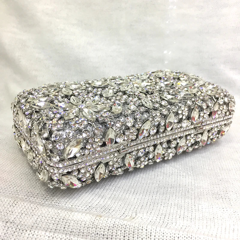 Fashion High Quality Crystal Handbag and Purse Luxury Metal Shiny Rhinestone Clutch Bag Evening Bag