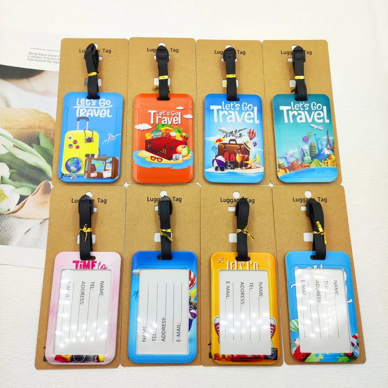 Let's Travel Luggage Label Men Travel Luggage Tag Boys Suitcase ID Address Holder Baggage Boarding Portable Suitcase Ticket