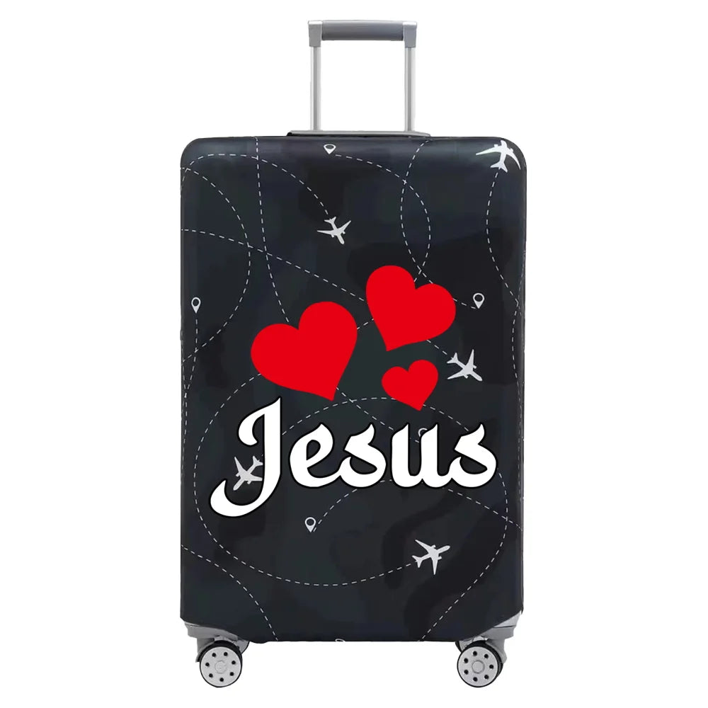 Luggage Cover Travel Suitcase Protective Cover Jesus Series Dust-Proof Thickened Elastic Fabric for 18-32inch Baggage Case
