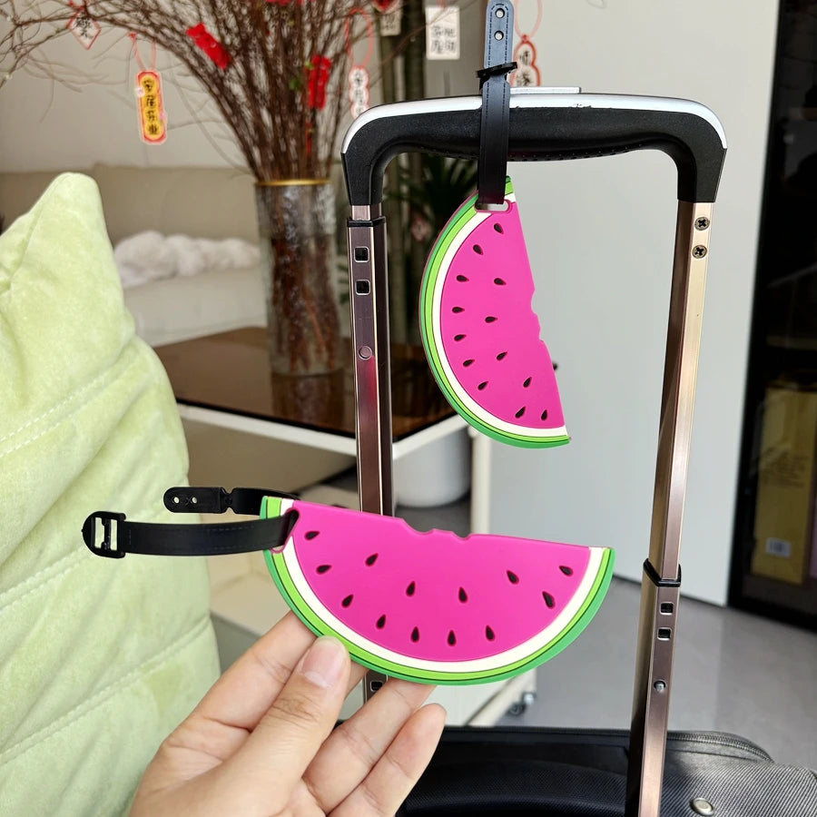 1/2pcs vacation style red watermelon luggage tag pendant luggage accessories for business trips, airport luggage, anti loss ID t