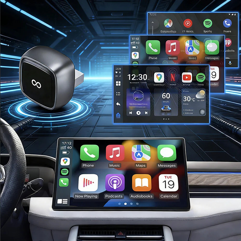 Mini Wireless CarPlay Adapter for Apple iPhone - Upgrade Wired CarPlay to Wireless, One-Tap Multi-User Switch, Plug & Play, Fast