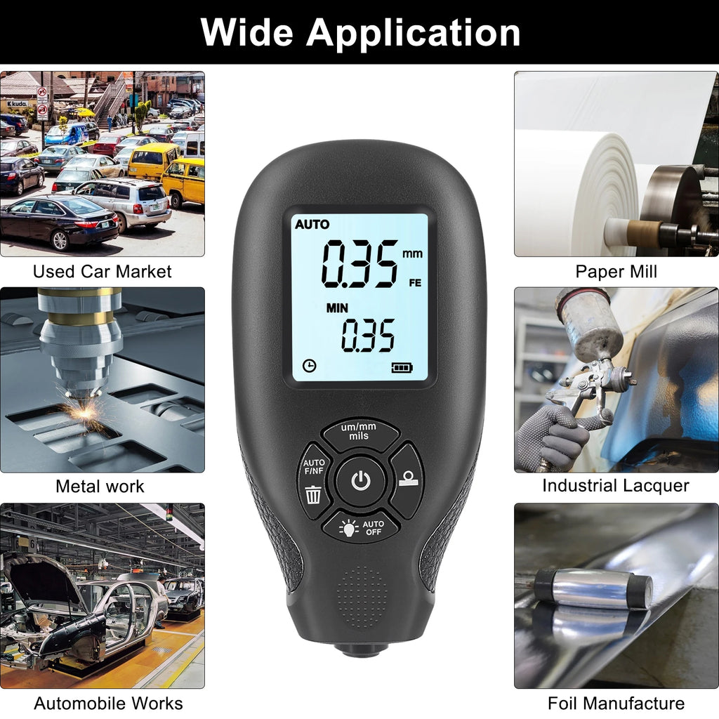 HW-300 Coation Thickness Gauge 0-2000UM Car Paint Film Thickness Tester Car Coating Measuring Tools Automotive Paint DFT Meter