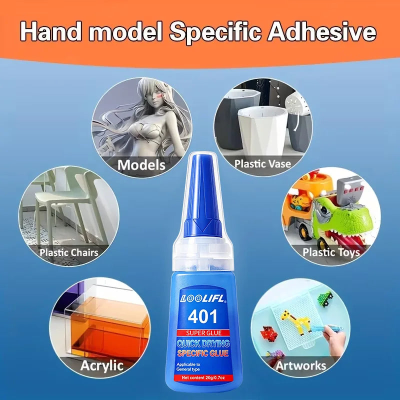 401 Universal Strong Instant Adhesive, Fast Curing in 10 Seconds, Suitable for Materials Such as Metal, Plastic, Leather, Ceramics, Glass, Strong Adhesive, Traceless Repair, Super Fast-Drying Glue, Welding Aid, Electrode Weld