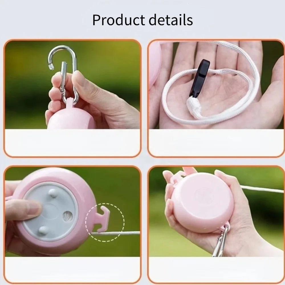 8M Retractable Clothesline Portable Travel Drying Rope Windproof Anti-Slip Laundry Line for Hotel Camping Outdoor Indoor Home