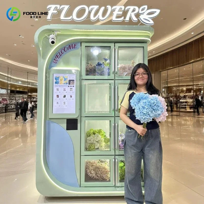 24H Intelligent Refrigerated Flower Vending Machine Self Service Automatic Bouquet Vending Equipment For Florist Shop