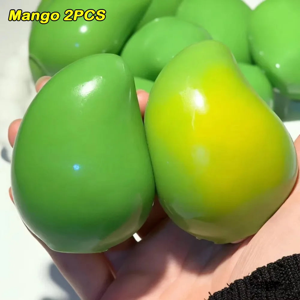 Handmade Crunchy Lemon Mango Stress Ball Squeeze Toy, Color-Changing Squishy Fidget Ball, ASMR Sensory Stress Relief Toy