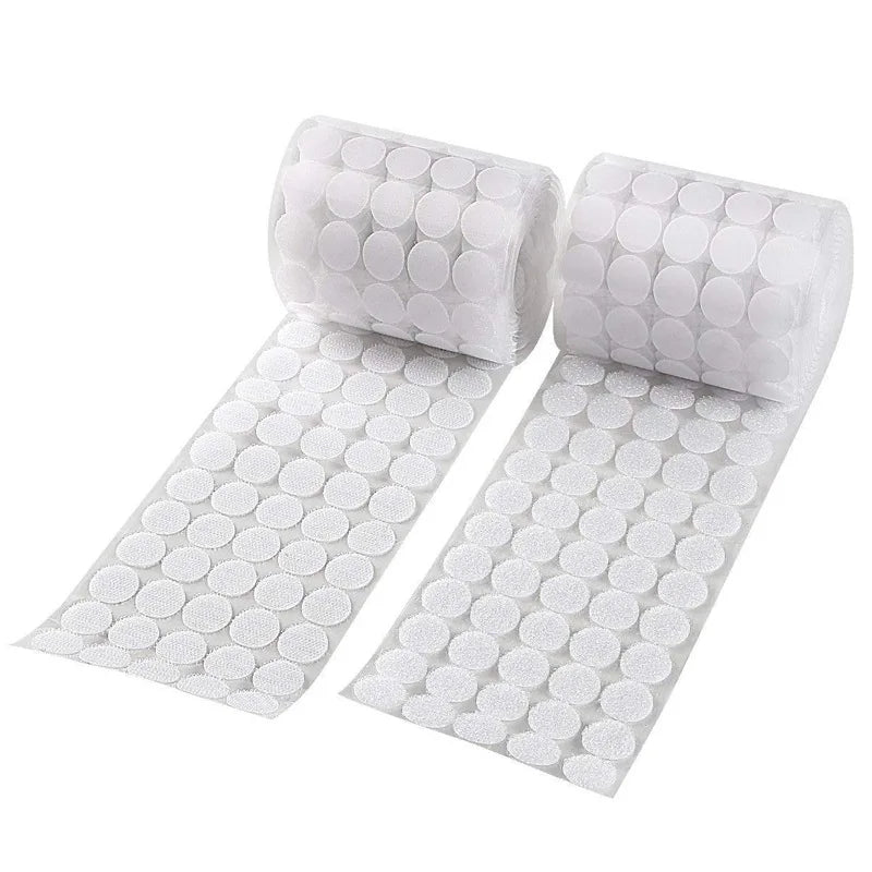Wholesale 10/15/20mm Self Adhesive Fastener Tape white Transparent Dots Disc Adhesive Strong Glue Sticker Round Coins Hook Loop