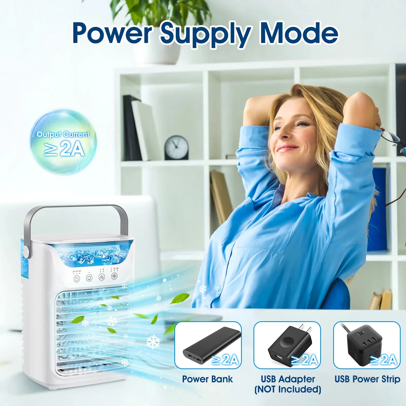 Portable Humidifier Cooling Fan Air Conditioner Desktop Fan Water Tank Small Air Cooling Fan for Home Bedroom Small Personal Fan