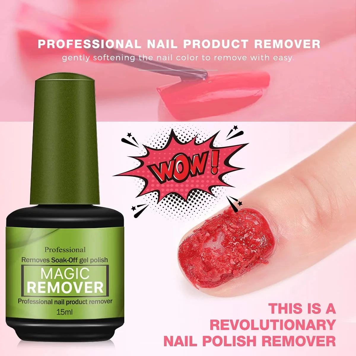 Magic Fast Nail Gel Polish Remover Not Harm Nails Clean UV Soak Off Semi Permanent Varnish Nail Art Removal Tools Manicure 15ml