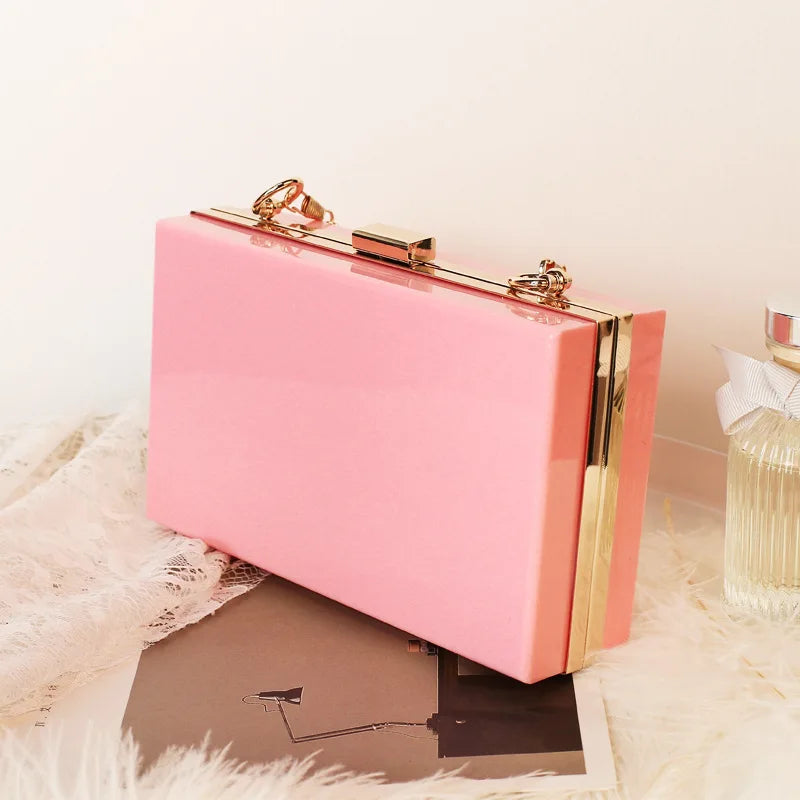 New Acrylic Transparent Women Clutch Bag Chain Luxury Brand Women Messenger Bag Evening Bags Handbag Chain Shoulder Bag