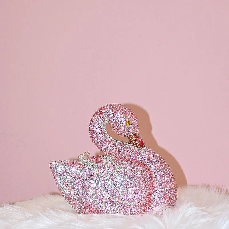 Swan Women Stones Evening Clutch Bags Brides Animal Rhinestone Purses and Handbags Luxury Designer Gems Shoulder Bags