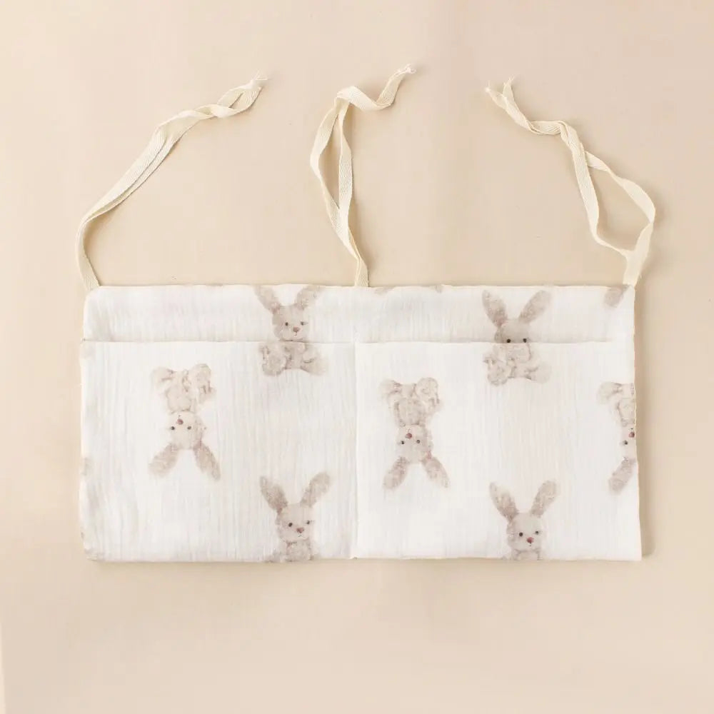 Space Saving Cotton Crib Storage Bag Large Capacity Dual-pocket Diaper Storage Bag Portable Stuff Organizer Stroller