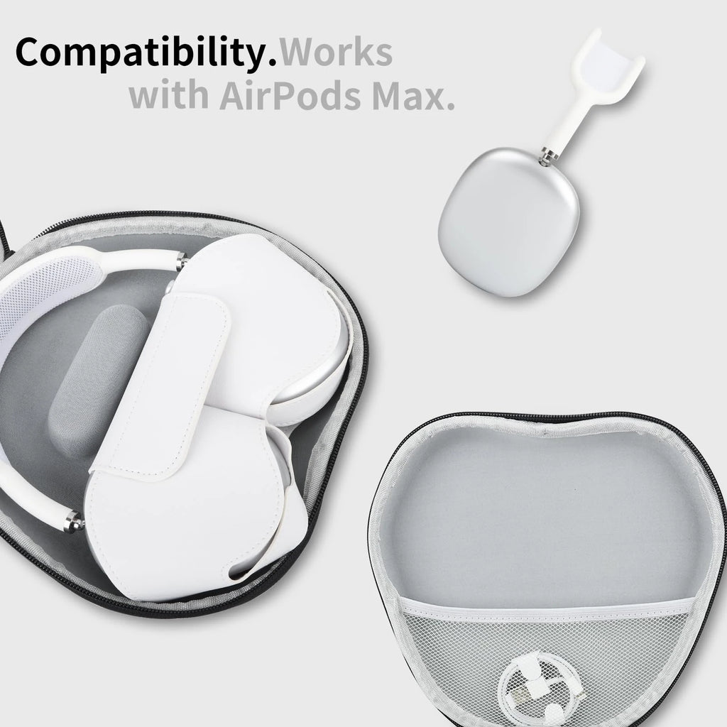 For AirPods Max Hard Case Supports Sleep Mode,Smart Shell Designed for AirPods Max with Mesh Pocket, Portable Carry Travel Cover