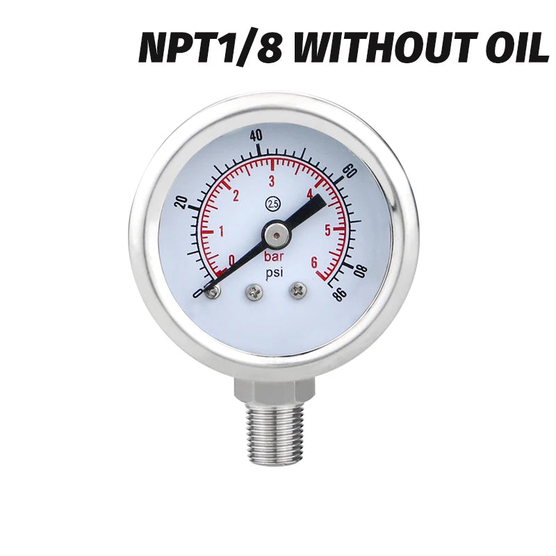 MAIRUIKESI 40mm (1.5") Stainless steel Dry pressure Gauge manometer  -1~0~600bar/psi Bottom Connection For Water Gas