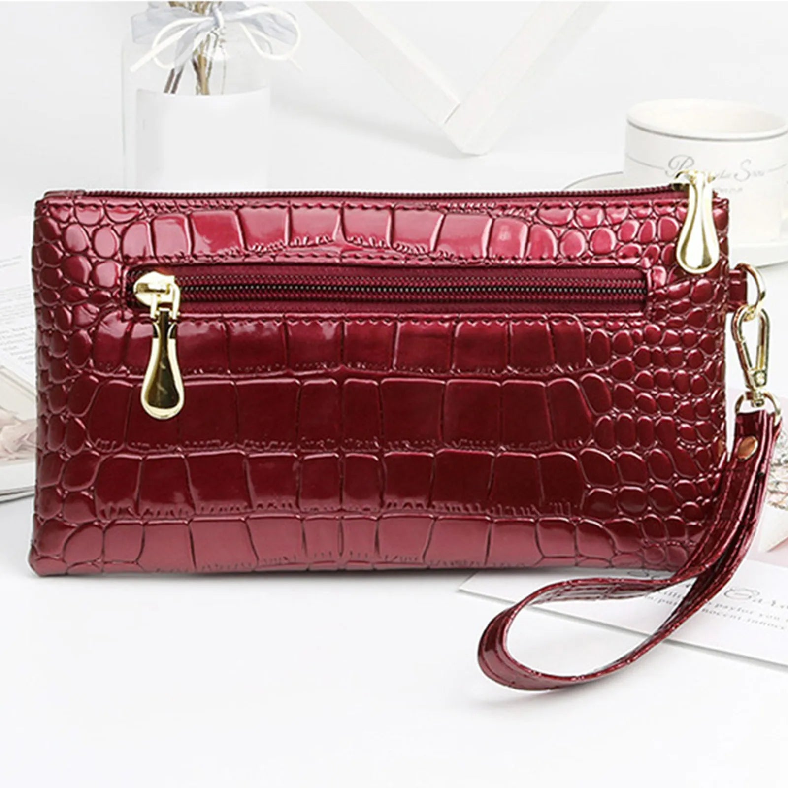 Fashion Shiny PU Leather Handbag Women Large Capacity Crossbody Bag PUrse Fashionable Elegant Evening Bag