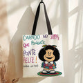 1pc Carton Print Canvas Tote Bag Women Lightweight Reusable Shoulder Bag Large Capacity Tote Bag for Student Shopping & Travel