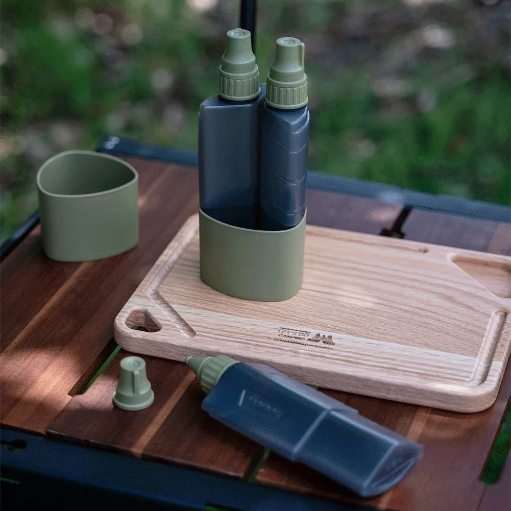 3 In 1 Outdoor Camping Seasoning Dispenser Bottle BBQ Picnic Seasoning Can Seal Portable Storage Kitchen Utensils Cooking Set