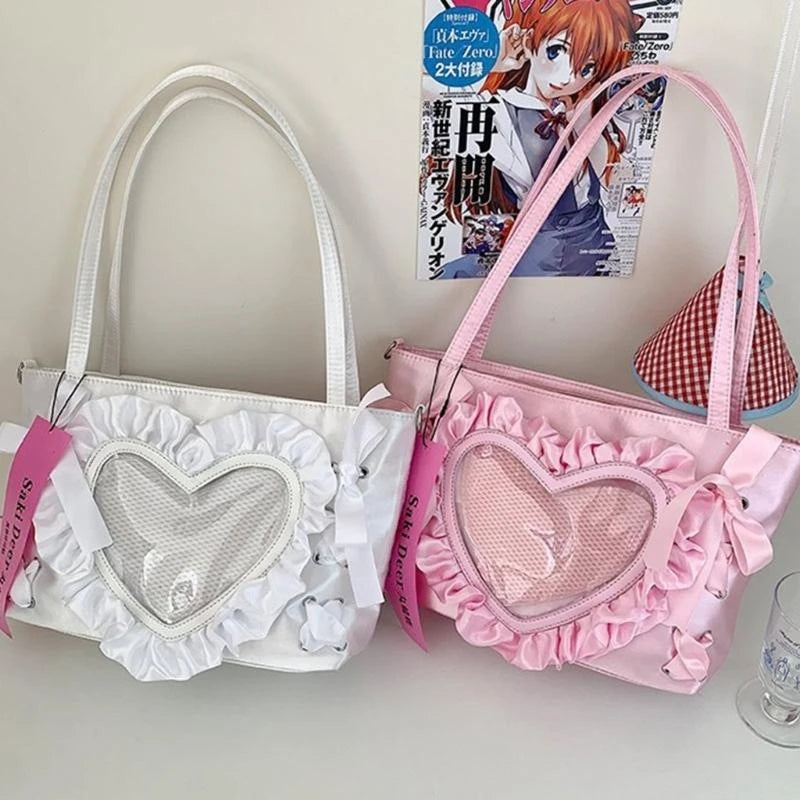 H3CB Sweet Bows Itabag Lovely Shoulder Bag Heart Crossbody Bag Japanese Styles Bag Students School Bag