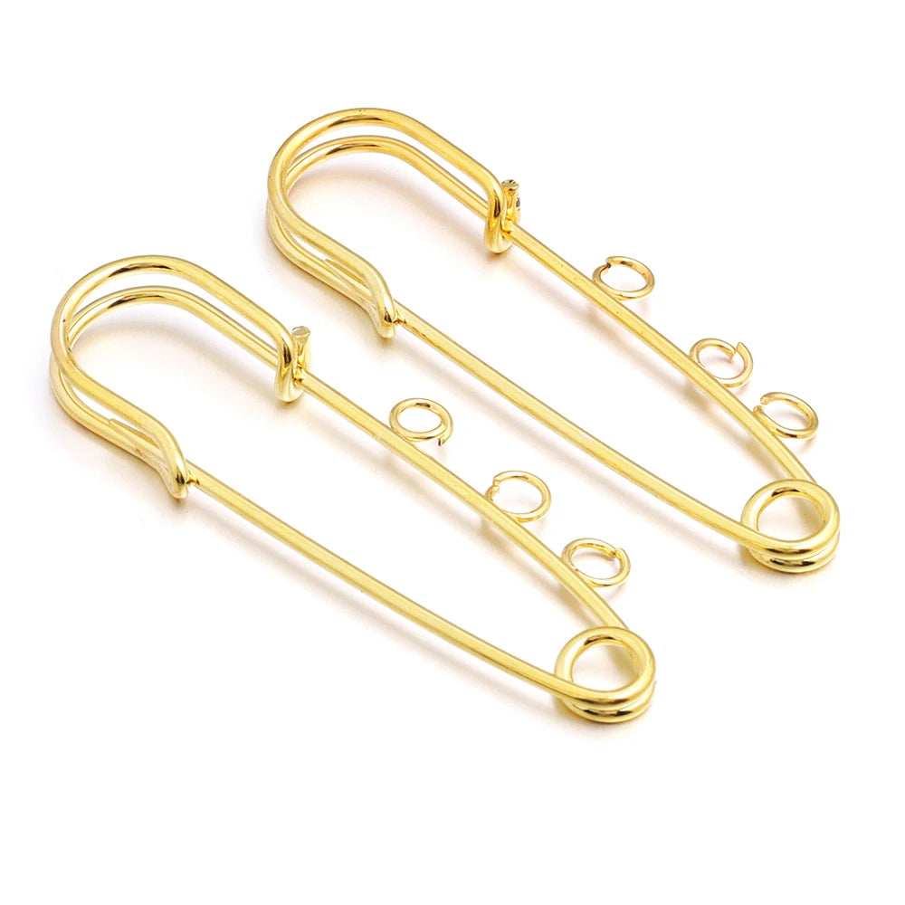 5-10pcs/lot Safety Pins Brooches Blank Base Brooch Pin With Loops Fasteners Pin For DIY Jewelry Making Brooch Charm Accessories