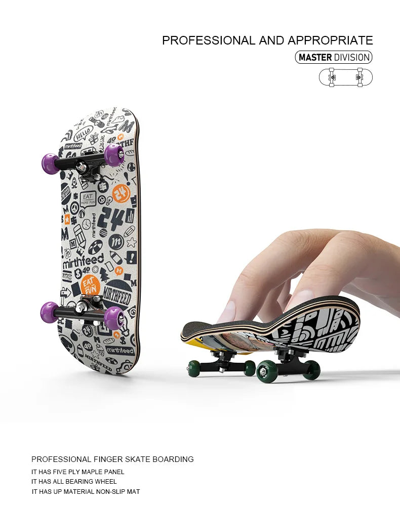 Wooden Professional Finger Skateboard DIY Toy Skateboard Park Technology Parts Deck Special Effects Metal Bracket Bearings Wheel