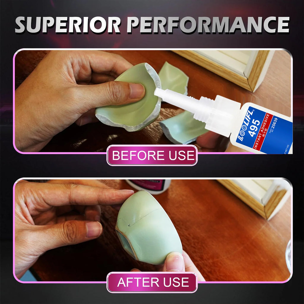 LOOLIFL 414/495 Instant Strong Super Glue Universal Superglue Mighty Instant Glue for Resin Ceramic Metal Glass Fast Dry Tool