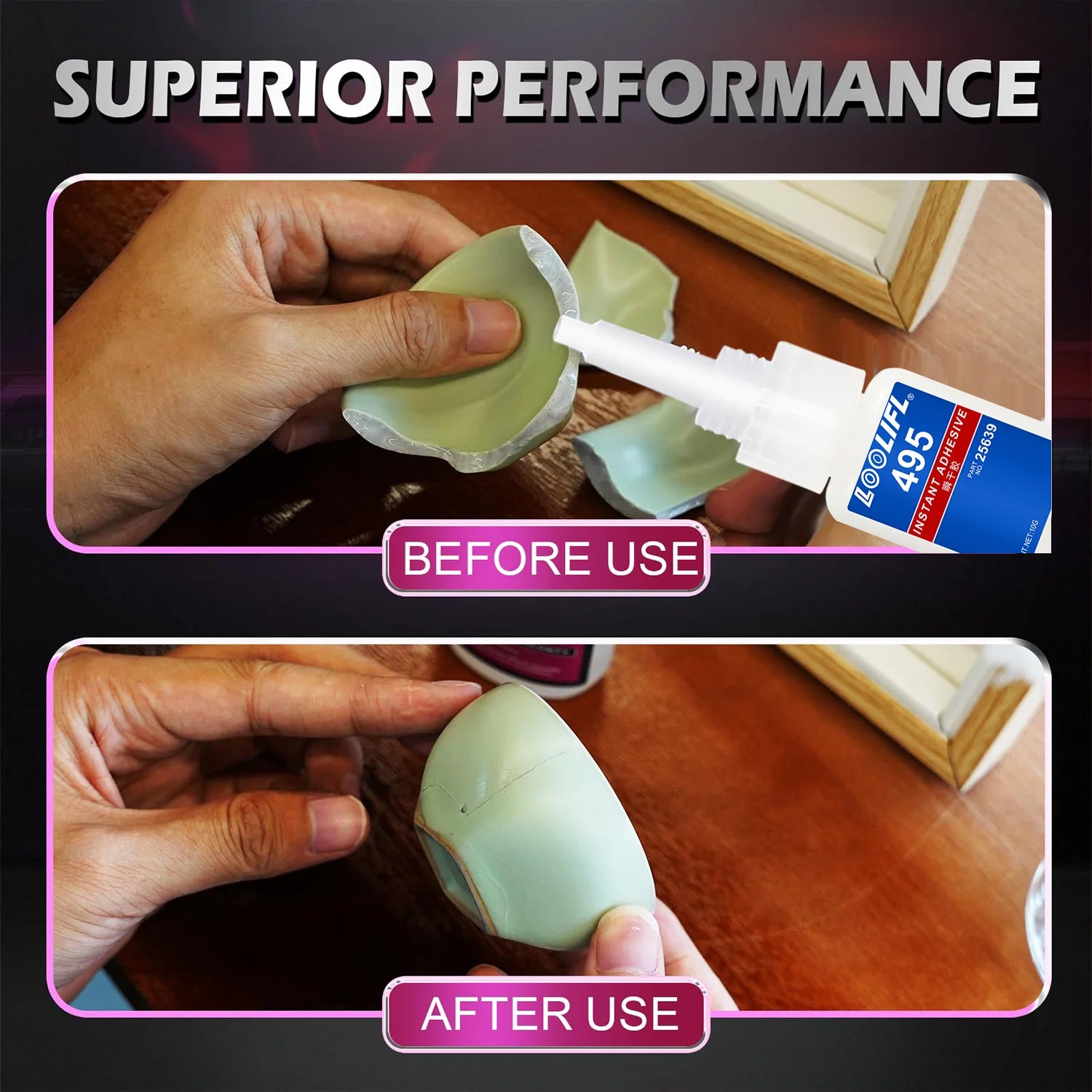 LOOLIFL 414/495 Instant Strong Super Glue Universal Superglue Mighty Instant Glue for Resin Ceramic Metal Glass Fast Dry Tool