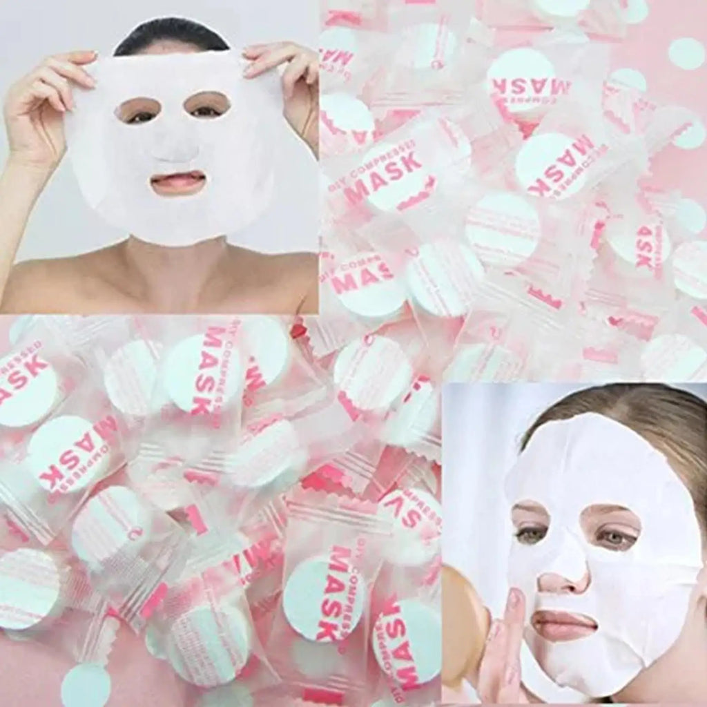 100/50pcs Disposable Compressed Facial Mask Portable Travel Non-woven Face Mask Skin Care Cotton Wrapped Masks Paper