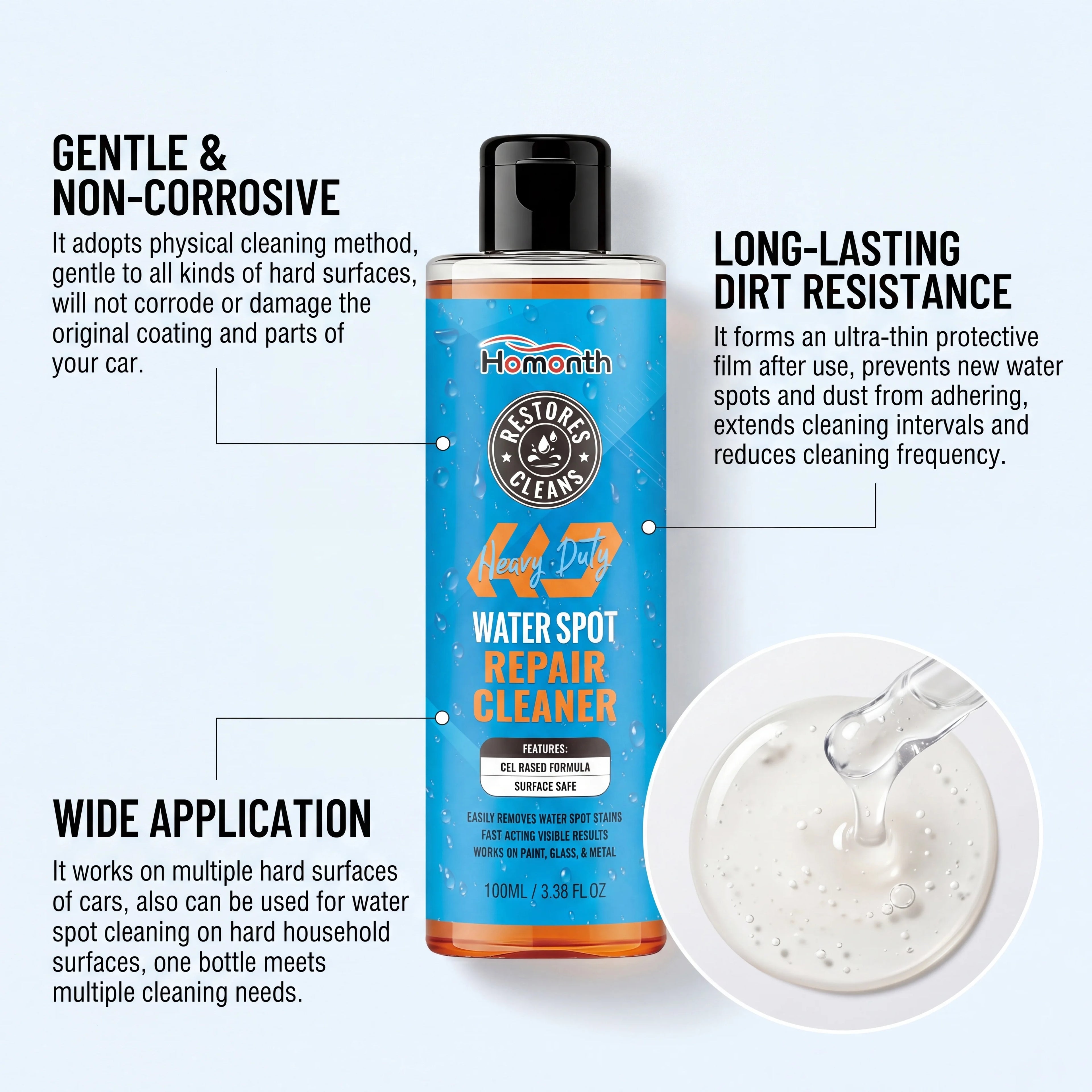 Car Water Spot Remover Hard Water Stain Remover for Car Paint Glass Metal Automotive Detailing Restores Shine 100ml Autocare