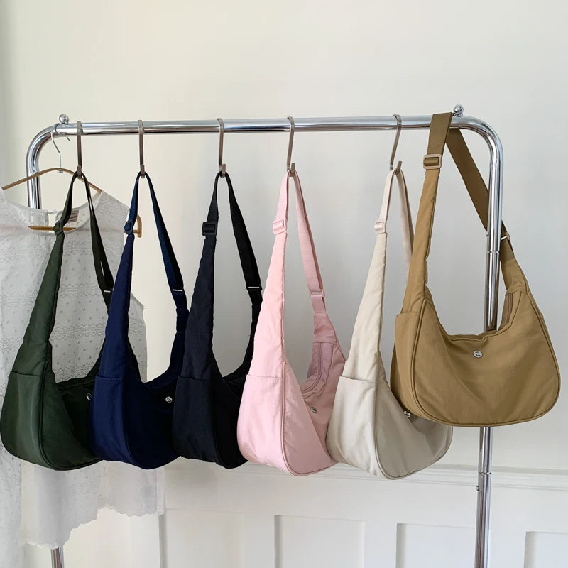 Casual Canvas Dumpling Bag Women's Summer Crossbody Bag Fashionable Underarm Bag Soft Nylon Material Easy to Clean Daily Use