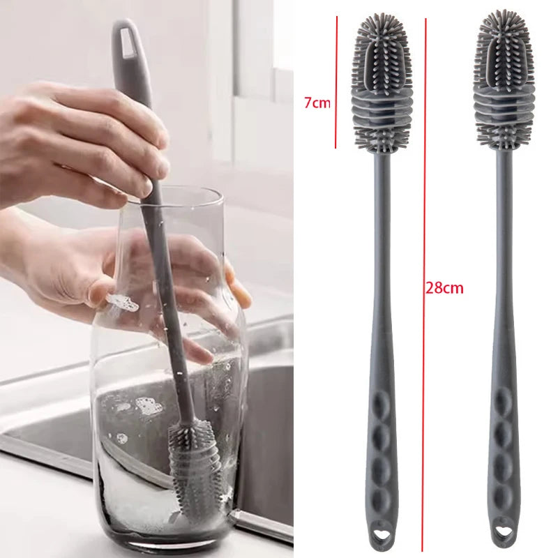 Long Handle Cup Brush,Kitchen Glass Bottle Cleaning Brush,Milk Bottle Tea Cup Scrubber,No-Electricity Required Cleaning Tool