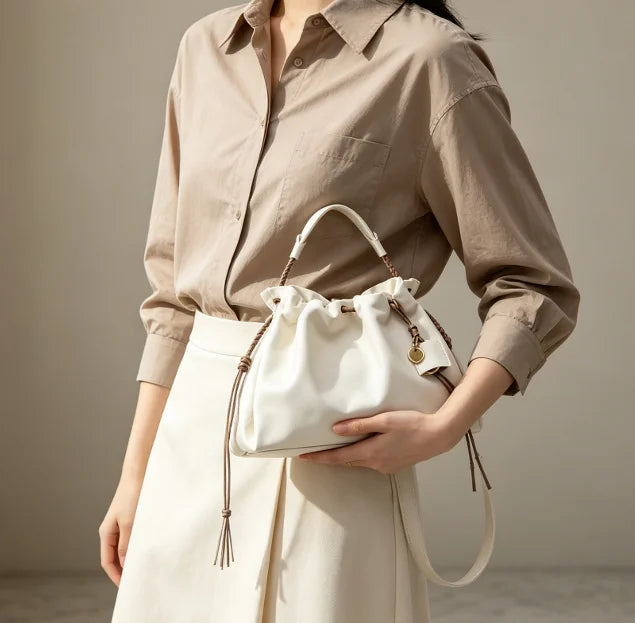 S New Commuting Shoulder Bags Women's Handbags Large Capacity Tote Bags Fashionable and Simple Drawstring Bags Popular for Women