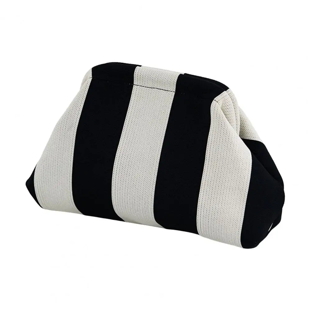 Women Clutch Bag Striped Print Dumpling Clutch Knitted Purse Summer Beach Bag Travel Dating Handbag Cloud Shape Coin Purse