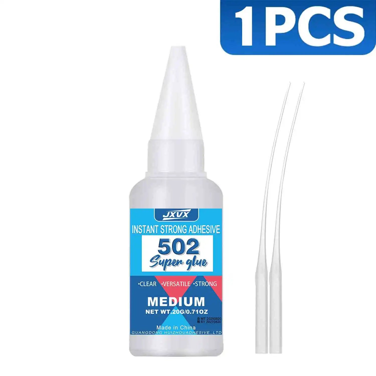 JXVX 1-15 PCs Super glue 502 High Strength Quick-drying Cyanoacrylate Transparent  Waterproof Adhesive for leather, rubber, wood, Metal High Strength Liquid glue Tool With Precision Distributor 0.7oz.