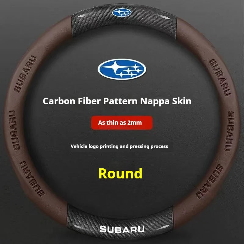 For Subaru Brz Wrx Xv Ascent Forester Outback Impreza Legacy Car AntiSlip Carbon Fiber Leather Ultrathin Steering Wheel Cover