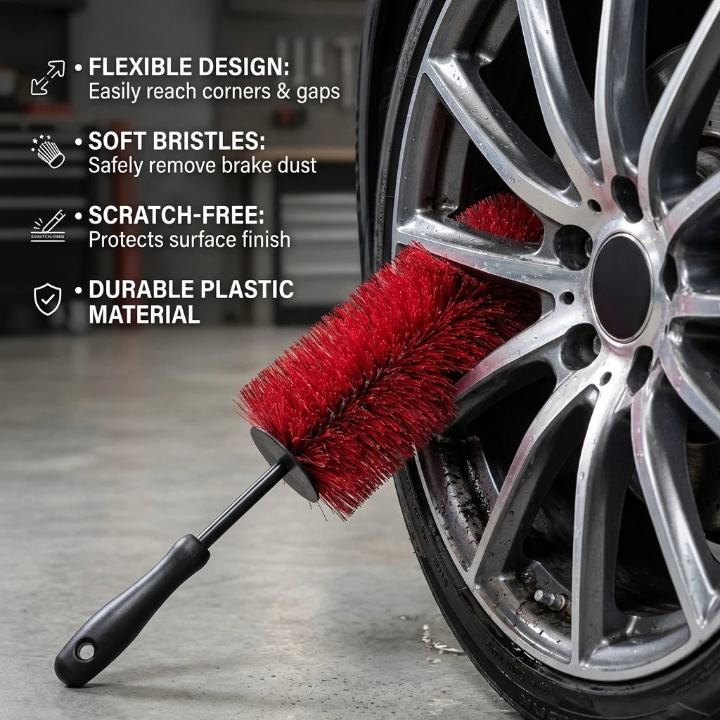 45cm Multifunction Car Wheel Wash Brush Soft Non-Scratch Tire Cleaning Rim Brush Auto Care Detailing Washing Tool